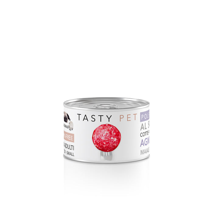 Tasty Pet Confezione di Alimento Completo Umido per Cani - 2603 Polpette al Sugo Agnello maiale e zucca (Ricetta 2024)