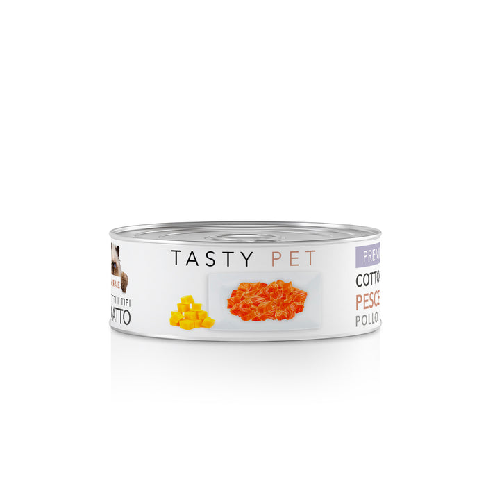 Tasty Pet Confezione di Alimento Completo Umido per Gatti - 5002 Pate' Premium Salmone Pollo e Ananas