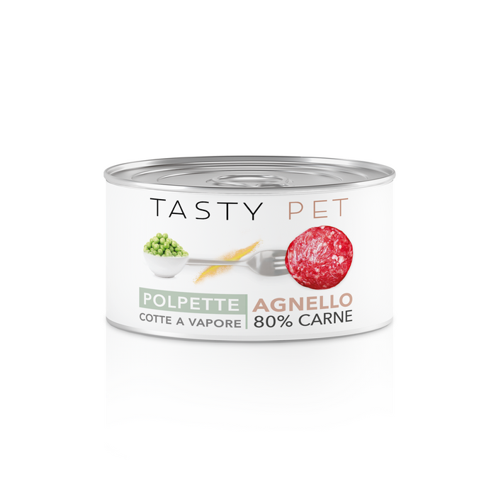 Tasty Pet Confezione di Alimento Completo Umido per Cani - 2603 Polpette al Sugo Agnello carote e piselli